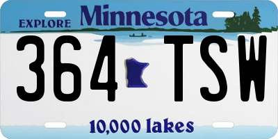 MN license plate 364TSW