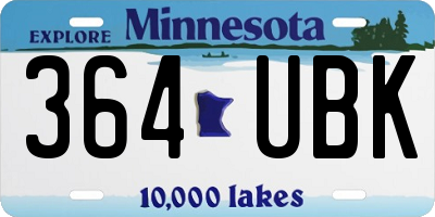 MN license plate 364UBK