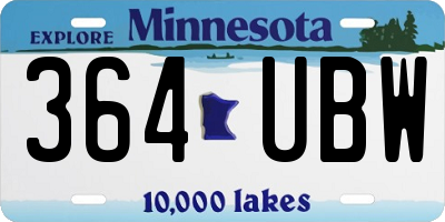 MN license plate 364UBW