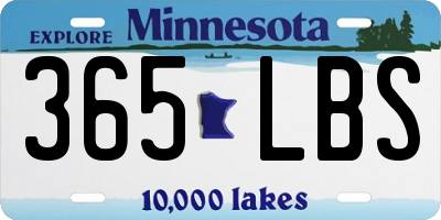 MN license plate 365LBS