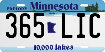 MN license plate 365LIC