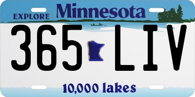 MN license plate 365LIV
