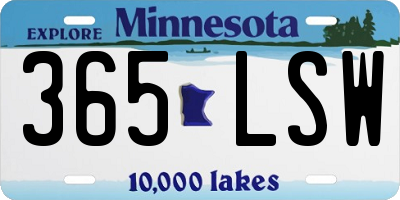 MN license plate 365LSW