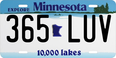 MN license plate 365LUV