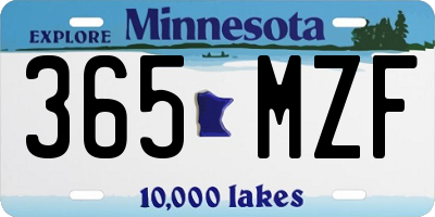 MN license plate 365MZF