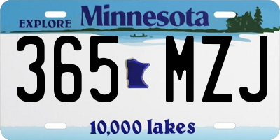 MN license plate 365MZJ