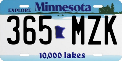 MN license plate 365MZK