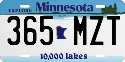 MN license plate 365MZT