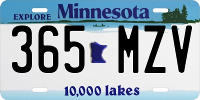 MN license plate 365MZV