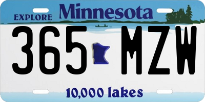 MN license plate 365MZW