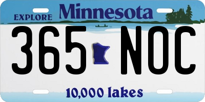 MN license plate 365NOC