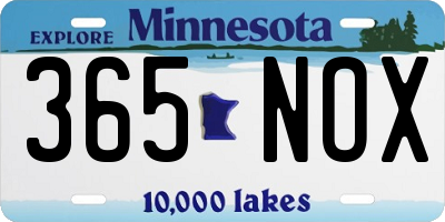 MN license plate 365NOX