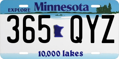 MN license plate 365QYZ