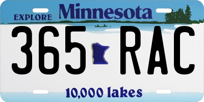 MN license plate 365RAC