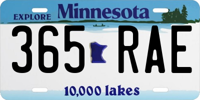 MN license plate 365RAE