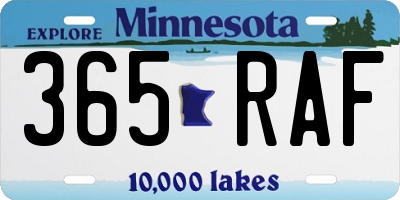 MN license plate 365RAF