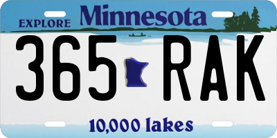 MN license plate 365RAK