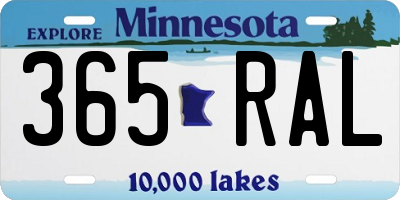 MN license plate 365RAL
