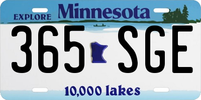 MN license plate 365SGE