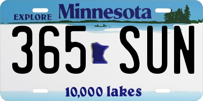 MN license plate 365SUN