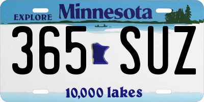 MN license plate 365SUZ