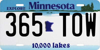 MN license plate 365TOW