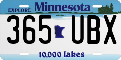 MN license plate 365UBX