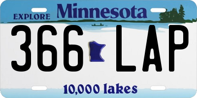 MN license plate 366LAP