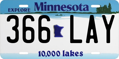 MN license plate 366LAY