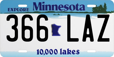 MN license plate 366LAZ