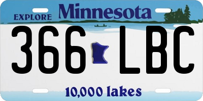 MN license plate 366LBC