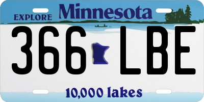 MN license plate 366LBE