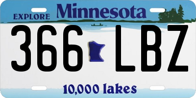 MN license plate 366LBZ