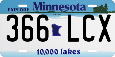 MN license plate 366LCX