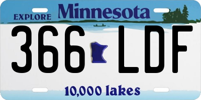 MN license plate 366LDF