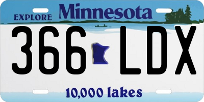 MN license plate 366LDX