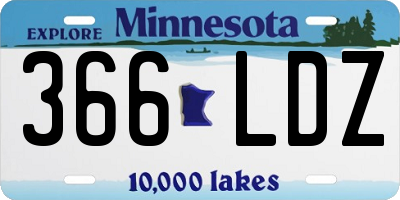 MN license plate 366LDZ
