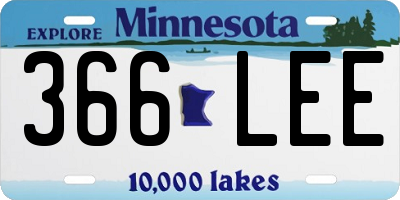 MN license plate 366LEE