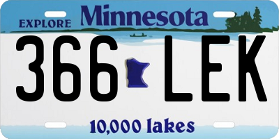 MN license plate 366LEK