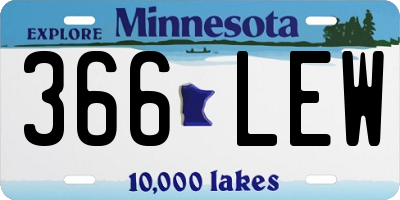MN license plate 366LEW