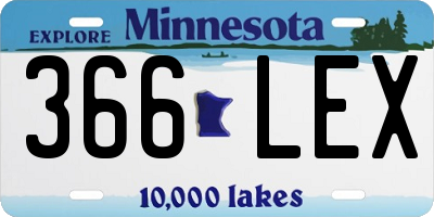 MN license plate 366LEX