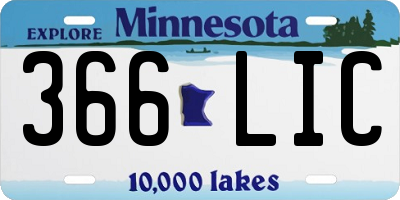 MN license plate 366LIC