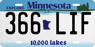 MN license plate 366LIF