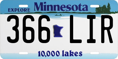MN license plate 366LIR