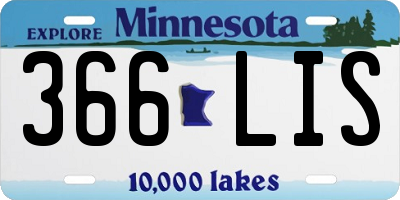 MN license plate 366LIS