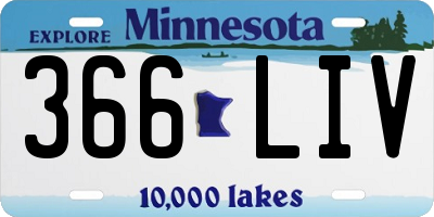 MN license plate 366LIV