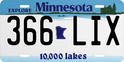 MN license plate 366LIX