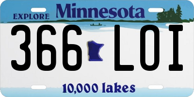 MN license plate 366LOI