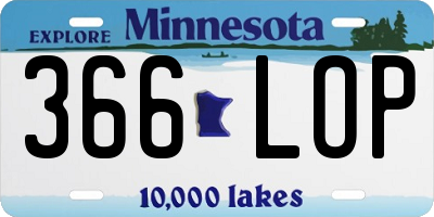 MN license plate 366LOP