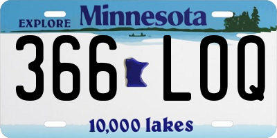 MN license plate 366LOQ
